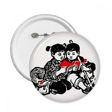 Imagem de Chapéu de mochila para meninos e meninas livro patriotismo alfinetes redondos crachá botão emblema acessório decoração 5 peças