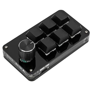 Imagem de Teclado Mecânico Macro de Uma Mão Com Botão de Ajuste, Mini Teclado Mecânico Portátil para Jogos, 6 Teclas Totalmente Programáveis (Preto)