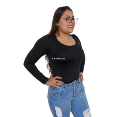 Imagem de Blusa Feminina Decote U Em Suplex/Inverno/Segunda Pele/Preto/Branco/Ci