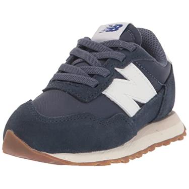 Imagem de New Balance Tênis infantil 237 V1 com elástico, Índigo/Moonbeam Natural, 13 Little Kid
