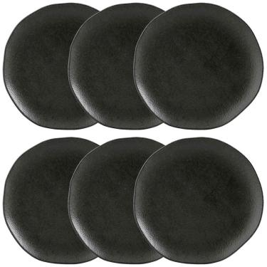 Imagem de Conjunto com 6 Pratos de Sobremesa Porto Brasil Orgânico Carbon em Stoneware 19,1cm – Preto