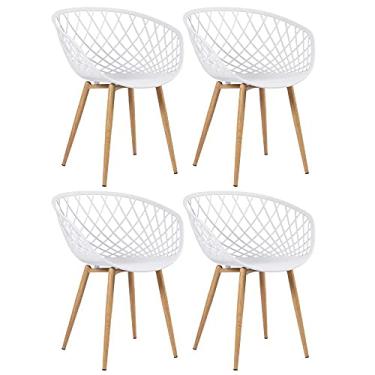 Imagem de Loft7, Kit 4x Cadeiras Clarice Nest Sidera com Apoio de Braços, Sala Cozinha e Lazer, Polipropileno e Metal - Branco