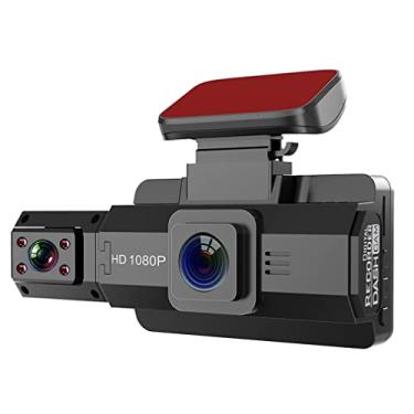 Imagem de XRC TECH Câmera veicular com rotação de 360° HD 1080p para gravação frontal e interior de carros ao mesmo tempo, visão noturna, luz de cabine infravermelha com tela IPS de 3,1 polegadas, gravador de vídeo DVR para carro