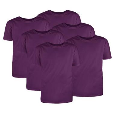 Imagem de Kit Com 6 Camisetas Básicas Algodão Violeta Tamanho M - Mc Clothing