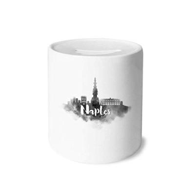 Imagem de DIYthinker Caixa de moedas de cerâmica com tinta de marco de Nápoles, Itália, caixa para dinheiro, porta-moedas