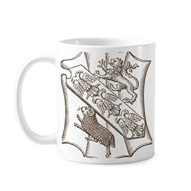 Imagem de Caneca de cerâmica com estampa de ovelha barroca preta branca com estampa de ovelhas e porcelana