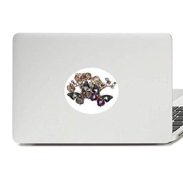 Imagem de Adesivo de vinil com emblema de flores e borboleta para notebook
