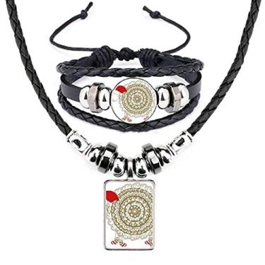 Imagem de Conjunto de joias de couro com estampa de ovelhas e chapéu de Natal