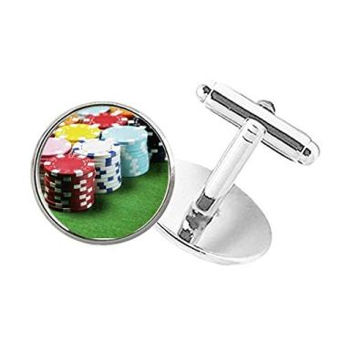 Imagem de DIYthinker Abotoaduras de pino com clipe de botão redondo para foto de jogos de mesa verde