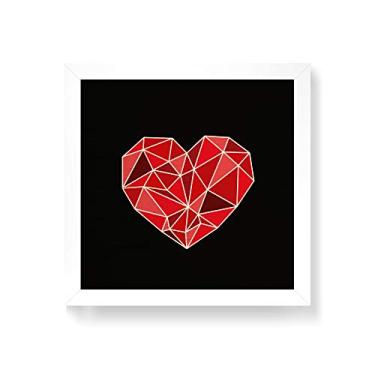 Imagem de Arte Maníacos Quadro decorativo com moldura caixa branca em Madeira - Coração Geométrico - 30x30cm