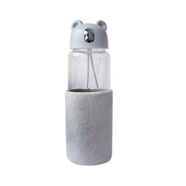 Imagem de GARRAFA DE VIDRO BEAR BOTTLE COM CAPA DE VELUDO COM TAMPA E ALÇA (LILAS)