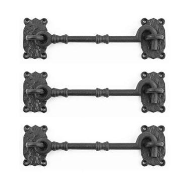 Imagem de Gancho de cabine e trava de olho, ferro, preto e fecho de gancho, 18 cm, Pack of 3, Black