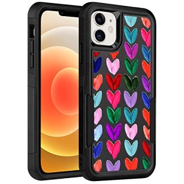 Imagem de LOQUPE Capa projetada para iPhone 12 e iPhone 12 Pro, capa protetora resistente e resistente, leve, fina, à prova de choque para iPhone 12 e 12 pro 6,1 polegadas, mulheres meninas, linda pintura a óleo coração