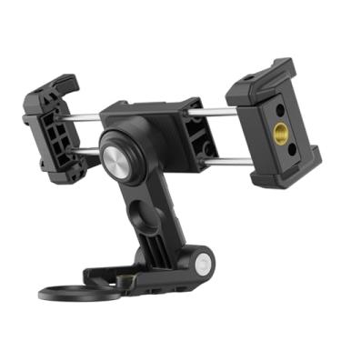 Imagem de Tripé de liga de alumínio com suporte de telefone com suporte duplo de 1/4 para sapata fria, fixação de tripé de smartphone com rotação de 360° para todos os telefones