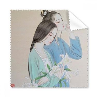 Imagem de Lily Flower Beauty Óculos de pintura chinesa pano de limpeza para presente, limpador de tela de telefone 5 peças