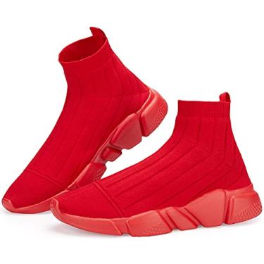 Imagem de Tênis de corrida masculino de malha respirável e leve da Santiro, High Top All Red 3, 8.5
