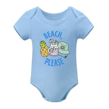 Imagem de SHUYINICE Macacão infantil engraçado para meninos e meninas macacão premium recém-nascido macacão praia por favor bebê, Azul-celeste, 6-9 Months