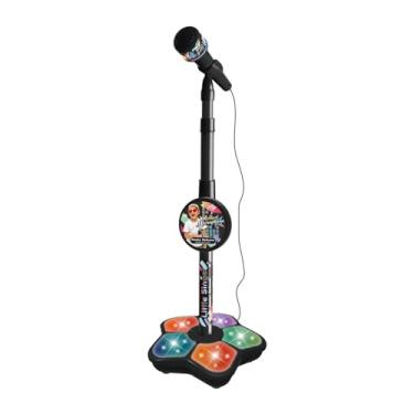 Imagem de menolana Microfone e suporte para crianças, máquina infantil com luzes para presentes de aniversário de meninos e meninas, preto