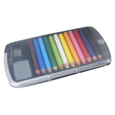 Imagem de BC USA Mini lápis de cor japoneses no estojo com borracha e apontador