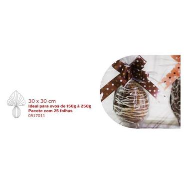 Imagem de 25 Saco celofane plastico transparente p/ ovos de pascoa 30x30 / 40x40cm