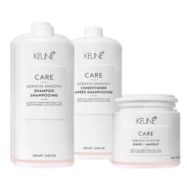 Imagem de Kit Keune Care Keratin Smooth Shampoo 1000ml, Condicionador 1000ml, Má