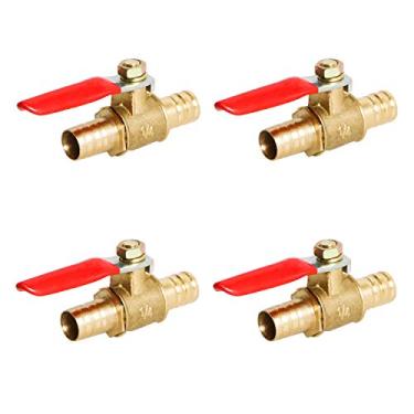 Imagem de Aopin Válvula de esfera de aço para mangueira de latão de 10 mm/2/5 polegadas para desligamento de água, óleo e gás fluido, válvula de esfera com cabo de vinil adequado para PEX, cobre, HDPE, 4 peças