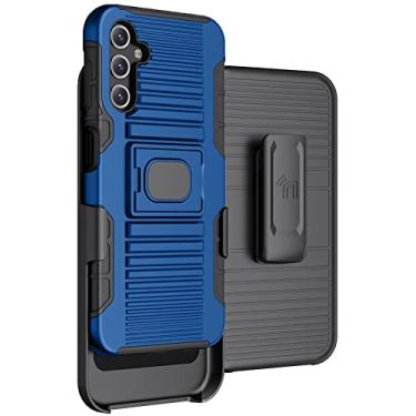 Imagem de Capa com clipe para Galaxy A14 5G (2023), capa robusta Nakedcellphone com suporte e [coldre de cintura] para Samsung SM-A146 - Azul