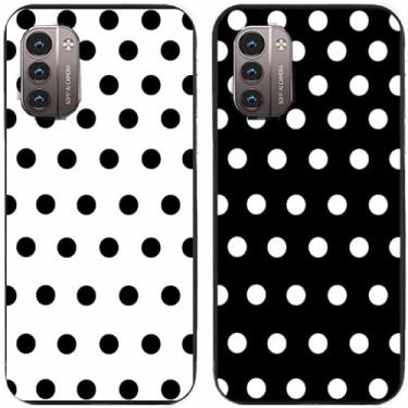 Imagem de 2 peças preto branco bolinhas impressas TPU gel silicone capa de telefone traseira para Nokia todas as séries (Nokia G11 / G21)