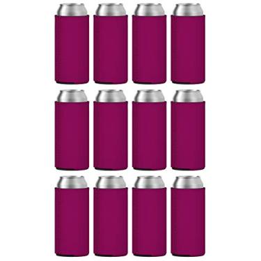 Imagem de TahoeBay 6 mangas finas de lata – Coolers de cerveja de neoprene em branco – Compatível com RedBull de 325 ml, Michelob Ultra, seltzer de garra branca, Raspberry, 12oz, 12