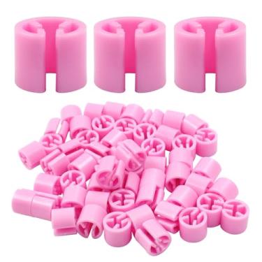 Imagem de Rierdge 100 peças marcador de cabide de roupas em branco fivela colorida etiqueta, marcadores de tamanho de vestuário de plástico para etiquetas de encaixe DIY, rosa
