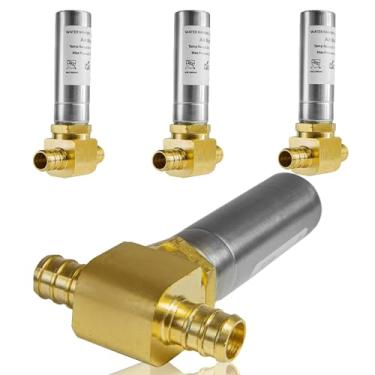 Imagem de GUOFIS Arrestore de martelo de água, 1/5.1 cm T de aço inoxidável, conexão de crimpagem Pex (pacote com 4, aço inoxidável)