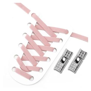 Imagem de Cadarços De Diamante Cross Locks Sem Cadarços Cadarços Elásticos Tênis Crianças Adulto Sem Cadarços Cadarços De Sapato Acessórios De Cadarço Plano(Pink)