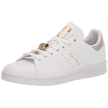 Imagem de adidas Originals Tênis feminino Stan Smith, Branco/Prata Metálico/Dourado Metálico, 11