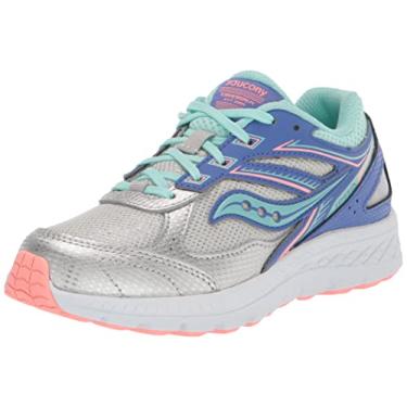 Imagem de Saucony Cohesion 14 Lace to Toe Running Shoe, SILVER/PERIWINKLE/TURQ, 11 Wide US Unisex Big_Kid