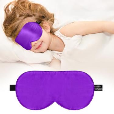 Imagem de Máscara de dormir infantil, máscara de olho 100% de seda pura natural real com alça ajustável, máscara de olhos para crianças vendadas para dormir, sombra para meninos, meninas e adultos, conforto sem