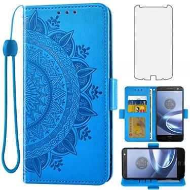 Imagem de Asuwish Compatível com carteira Moto Z Force, protetor de tela de vidro temperado, suporte para cartão de crédito, alça de pulso, suporte para celular Motorola ZForce MotoZForce Droid XT1650