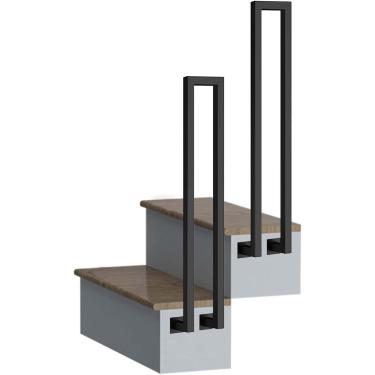 Imagem de Corrimão moderno para escadas internas e externas, corrimão de ferro forjado em forma de U de montagem lateral, kit de corrimão de escada auxiliar - design de tubo quadrado, 55 cm (1,8 pés)