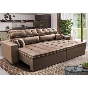 Imagem de Sofá Retrátil E Reclinável 2,72m Luxos Cama Inbox Velusoft Castor
