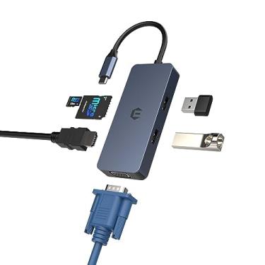 Imagem de SUTOUG Adaptador multiportas USB C, Hub USB C 6 em 1 com visor duplo HDMI VGA, cabo USB C para USB C