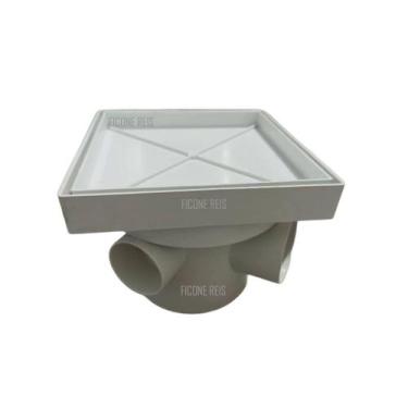 Imagem de Ralo Invisível Sifonado 15x15 Branco Banheiro modelo Porcelanato Colar