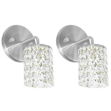 Imagem de Kit 2 Arandelas Cristal Legitimo Clearwall Redonda Escovado - MARRYLUZ