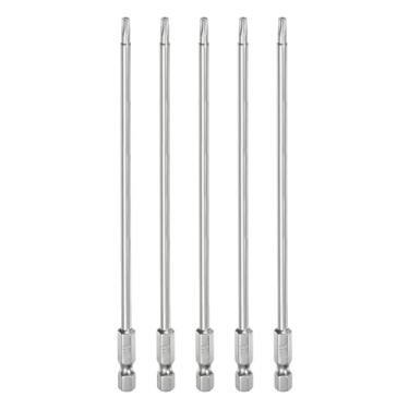Imagem de HARFINGTON 5 peças T15 Bit Torx de segurança 1/10.2 cm haste sextavada 15.2 cm de comprimento S2 aço magnético resistente à adulteração, chave de fenda Torx cabeça Torx com furo para brocas de chave