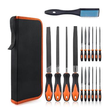 Imagem de DIFFLIFE Conjunto de limas de precisão de 17 peças - lixas triangulares, semi-redondas, redondas e de agulha (17 peças)
