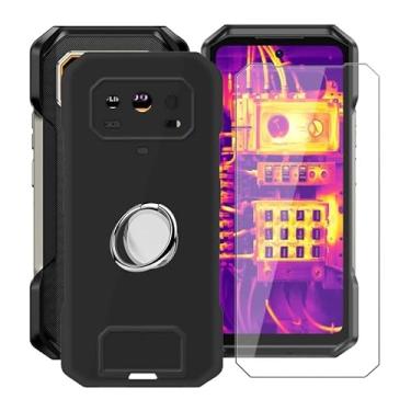 Imagem de HGJTFANY Capa de telefone para Ulefone Armor 27T Pro (6,7 polegadas) + 1 protetor de tela, com suporte de anel de metal para celular de 360°, capa protetora de TPU (poliuretano termoplástico) macio
