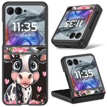 Imagem de Capa fina para Moto Razr 2024 com estampa de vaca pequena rosa, PC rígido à prova de choque, capa de celular flip feminina e feminina para Motorola Razr 50 2024