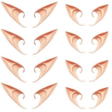 Imagem de 8 pares de orelhas de elfo de fadas da Kbraveo, elfo de fada de látex, orelhas de cosplay para cosplay, Halloween, Natal, qualquer festa temática