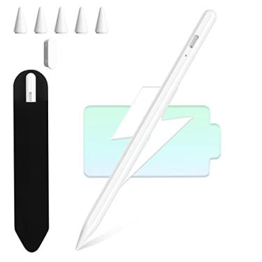 Imagem de Caneta Stylus para iPad, iPad Pencil com botão de interruptor, rejeição de palma, carregamento rápido para iPad Stylus compatível com iPad Pro 11/12.9 polegadas (2018-2022), iPad 6/7/8/9/10ª geração, iPad Air 3/4/5, iPad Mini 5/6 (branca)