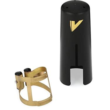 Imagem de Vandoren Ligadura M/O LC58AP e tampa de plástico para saxofone tenor; acabamento dourado envelhecido