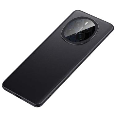 Imagem de HAO RIYLN Capa de couro para Honor Magic7/Magic7Pro, capa de telefone ultrafina, cobertura total, proteção de lente anti-impressão digital, capa luxuosa leve, preta, Magic7