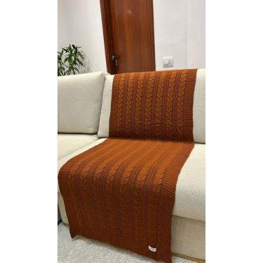 Imagem de Peseira Manta Trança Tricot Cama Solteiro 160x60cm Madrid - Calu Trico